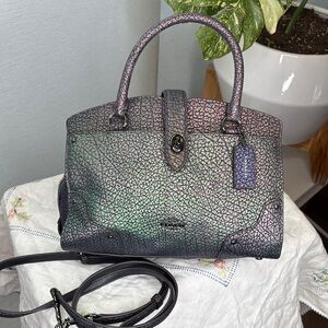 Coach Mercer Satchel 24 crafted in textured hologram leather RARE color shift